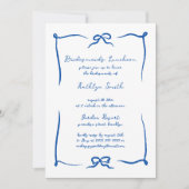 Hand getrokken lint Frans blauw bruidsmeisjes lunc Kaart (Voorkant)