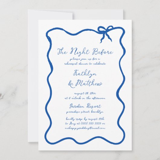 Hand getrokken lint Frans blauw de nacht ervoor Kaart (Voorkant)