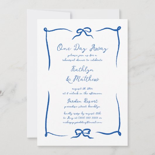 Hand getrokken lint Frans blauw modern één dag weg Kaart (Voorkant)