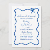 Hand getrokken lint Frans blauw repetitie brunch Kaart (Voorkant)