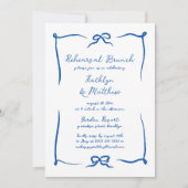 Hand getrokken lint Frans blauw repetitie brunch Kaart (Voorkant)