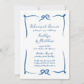 Hand getrokken lint Frans blauw repetitie diner Kaart (Voorkant)