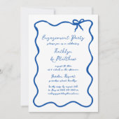 Hand getrokken lint Frans blauw verlovingsfeest Kaart (Voorkant)