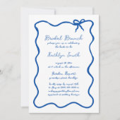 Hand getrokken lint grillige blauwe bruids brunch kaart (Voorkant)