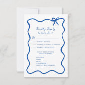 Hand getrokken lint grillige Franse blauwe bruilof RSVP Kaartje (Voorkant)