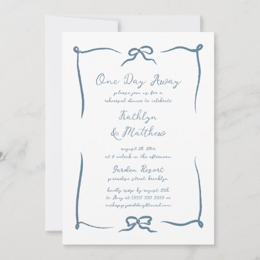 Hand getrokken lint stoffig blauw modern één dag w kaart (Voorkant)