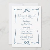 Hand getrokken lint Stoffig Blauw Repetitie Brunch Kaart (Voorkant)