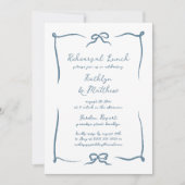 Hand getrokken lint stoffige blauwe repetitielunch kaart (Voorkant)