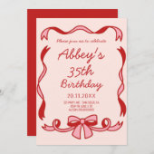 Hand getrokken lint Verjaardag uitnodiging (Voorkant / Achterkant)