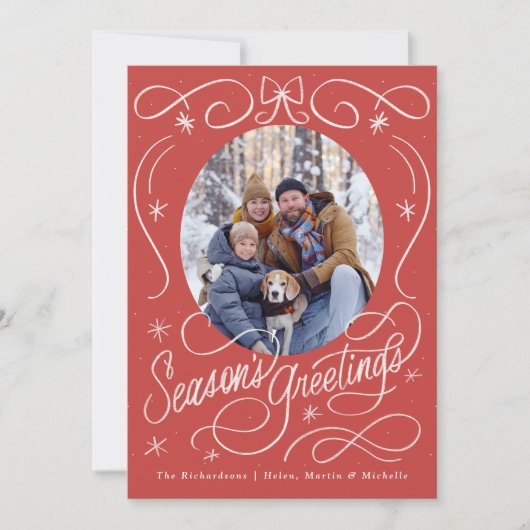 Hand getrokken linten en boog seizoenen groetjes f feestdagenkaart (Voorkant)