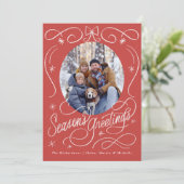 Hand getrokken linten en boog seizoenen groetjes f feestdagenkaart (Staand voorkant)