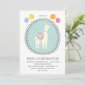 Hand getrokken Llama Verjaardagsfeest Kaart (Staand voorkant)