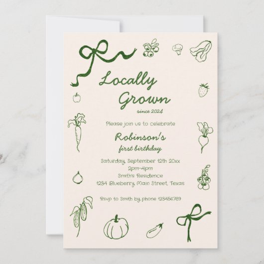 Hand getrokken lokaal geteeld Boerderij 1e verjaar Kaart (Voorkant)