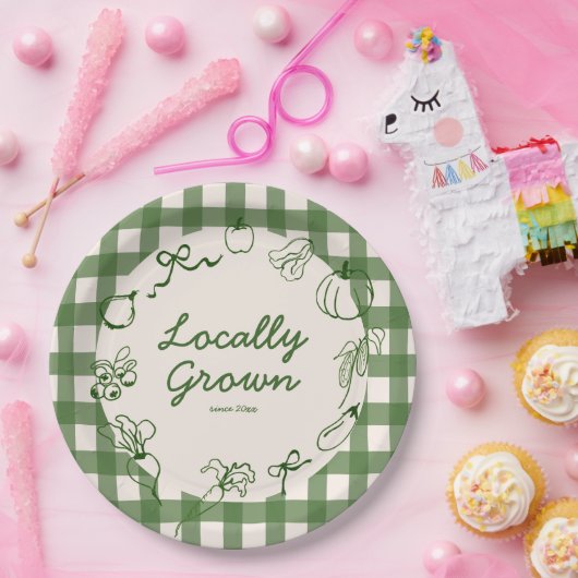 Hand getrokken lokaal geteeld Boerderij 1e verjaar Papieren Bordje (Feest)