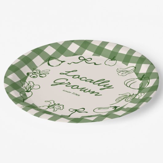 Hand getrokken lokaal geteeld Boerderij 1e verjaar Papieren Bordje (Gekanteld)