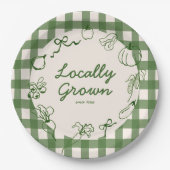 Hand getrokken lokaal geteeld Boerderij 1e verjaar Papieren Bordje (Voorkant)