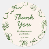 Hand getrokken lokaal geteeld Boerderij 1e verjaar Ronde Sticker (Voorkant)