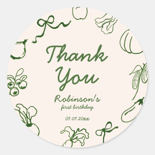 Hand getrokken lokaal geteeld Boerderij 1e verjaar Ronde Sticker (Voorkant)