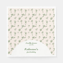 Hand getrokken lokaal geteeld Boerderij 1e verjaar Servet