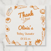 Hand getrokken lokaal geteelde groenten Baby showe Bedankjes Labels (Voorkant)