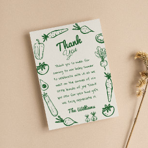 Hand getrokken lokaal geteelde groenten Baby showe Bedankkaart