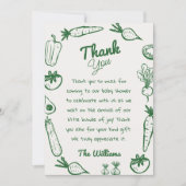 Hand getrokken lokaal geteelde groenten Baby showe Bedankkaart (Voorkant)