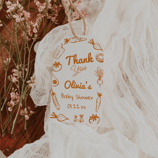 Hand getrokken lokaal geteelde groenten Baby showe Cadeaulabel