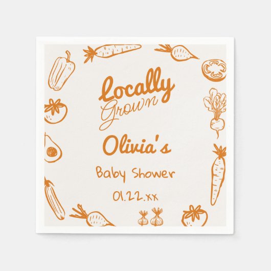 Hand getrokken lokaal geteelde groenten Baby showe Servet (Voorkant)