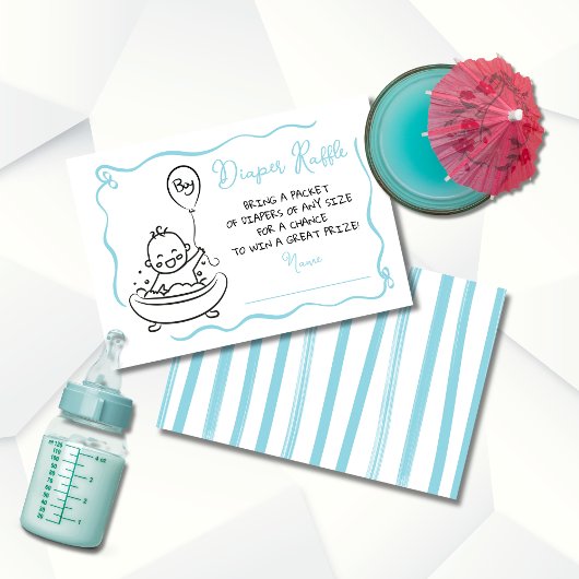 Hand getrokken Luier Raffle Boy Kaart