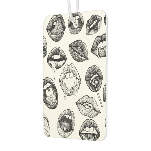 Hand getrokken Luscious Lips in Zwart-Wit Luchtverfrisser (Links)