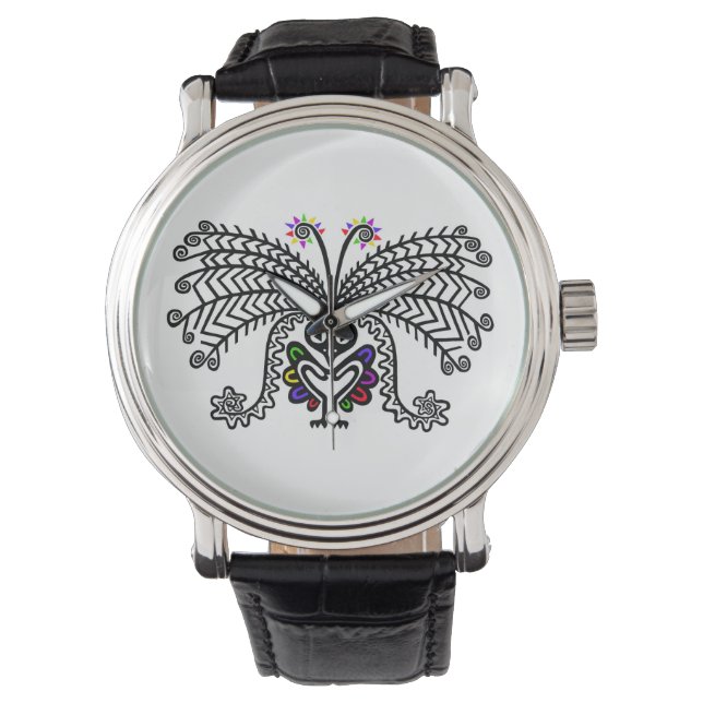 Hand getrokken LyreBIRD - Natuur - Bedreigde soort Horloge (Voorkant)