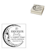 Hand getrokken maan aangepaste familienaam retoura rubberstempel (Gestempeld)