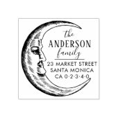 Hand getrokken maan aangepaste familienaam retoura rubberstempel (Afrduk)