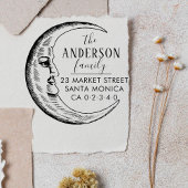 Hand getrokken maan aangepaste familienaam retoura rubberstempel