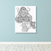 Hand getrokken Magic Paddenstoelen Doodle 6 Canvas Afdruk (Insitu (Houten vloer))