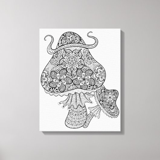 Hand getrokken Magic Paddenstoelen Doodle 6 Canvas Afdruk (Voorkant)