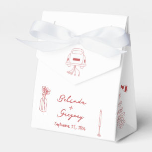 Hand getrokken Maroon Illustraties Doodles bruilof Bedankdoosjes