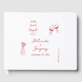 Hand getrokken Maroon Illustraties Doodles bruilof Gastenboek (Voorkant)