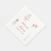 Hand getrokken Maroon Illustraties Doodles bruilof Servet (Hoek)