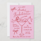 Hand getrokken Martini Bachelorette uitnodiging Cu (Voorkant)