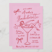 Hand getrokken Martini Bachelorette uitnodiging Cu (Voorkant / Achterkant)