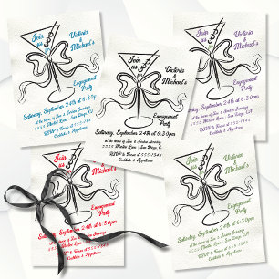 Hand getrokken Martini Bow Funky Verlovingsfeest Kaart