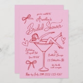 Hand getrokken Martini bruids douche uitnodiging o (Voorkant / Achterkant)