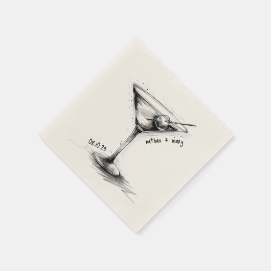  Hand getrokken Martini Glass Classic bruiloft Servet (Hoek)