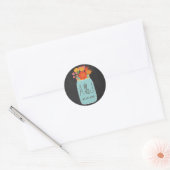 Hand getrokken Mason Jar & Bloemen krijtbord Monog Ronde Sticker (Envelop)