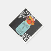 Hand getrokken Mason Jar & Bloemen op krijtbord Servetten (Hoek)