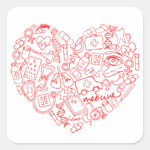 Hand getrokken Medial Doodle Logo Vierkante Sticker