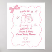 Hand getrokken meisje een Baby is brouwen welkomst Poster (Voorkant)