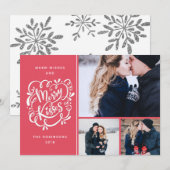 Hand getrokken Merry Kisses Christmas Multi-Photo Feestdagenkaart (Voorkant / Achterkant)
