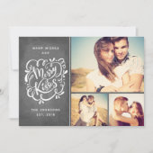 Hand getrokken Merry Kisses Typografie Kerstfoto Feestdagenkaart (Voorkant)